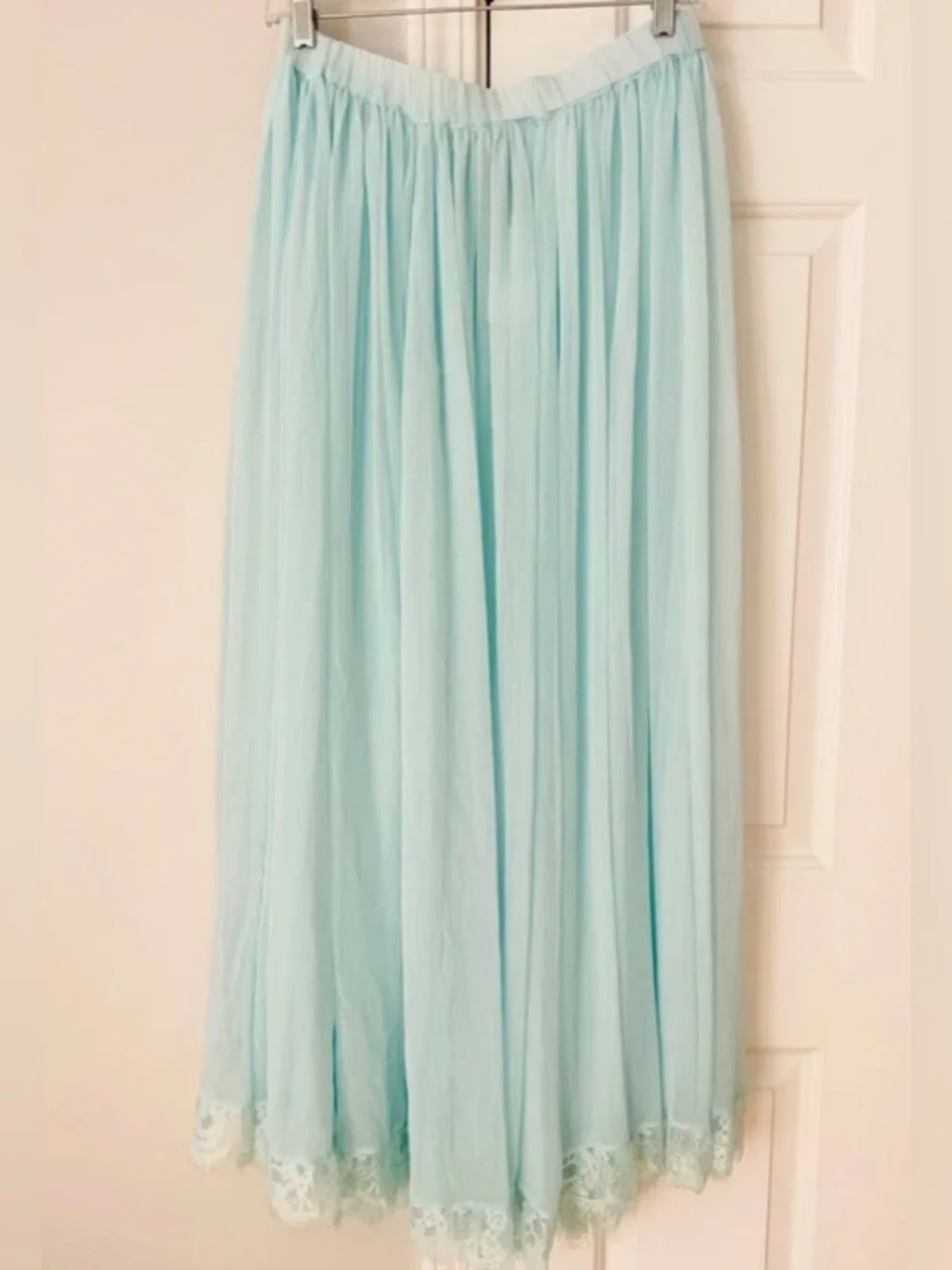 Anthropologie Sheer Tulle Lace Maxi Skirt Tiffany Robins Blue - Picture 4 of 5